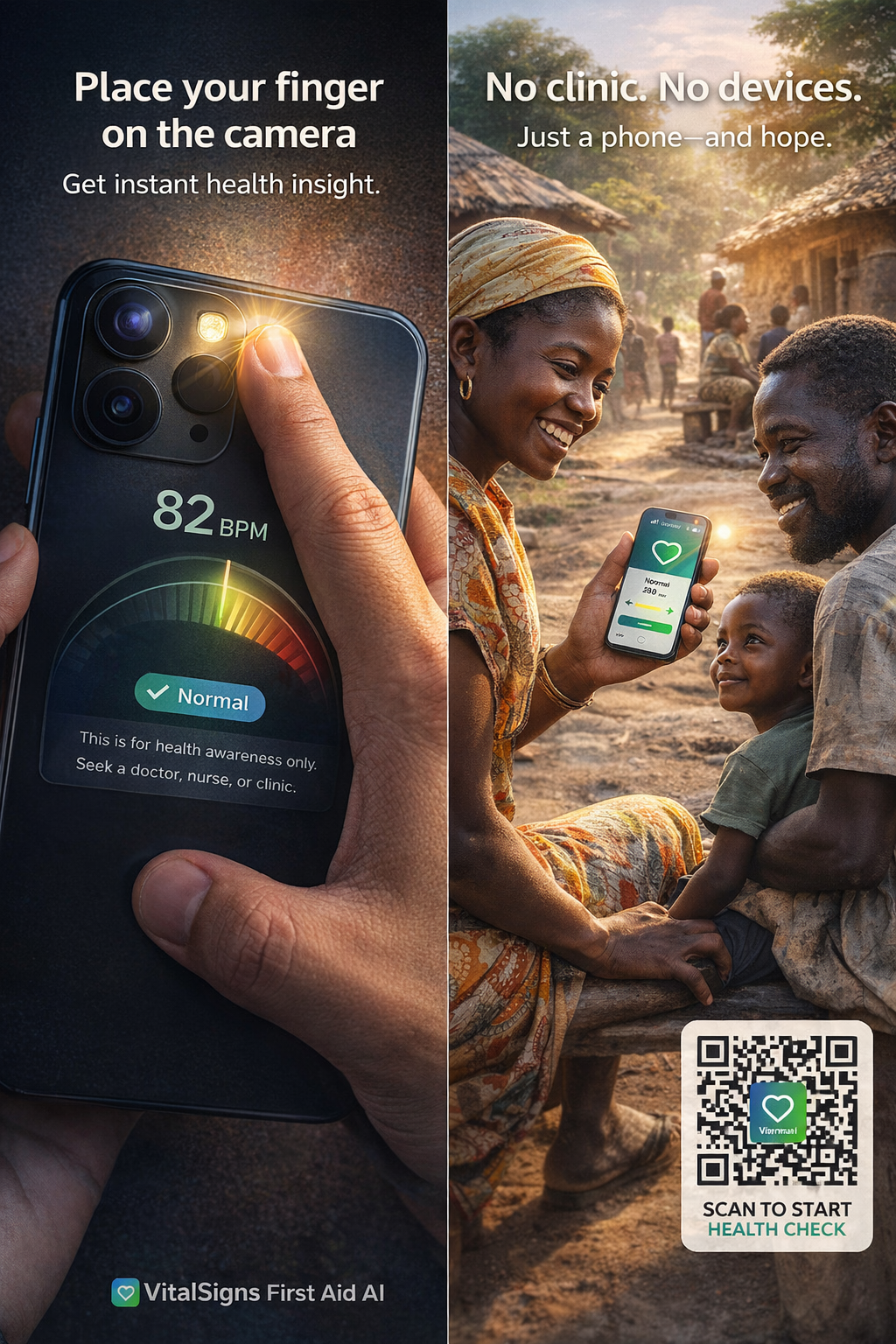 African family using VitalSigns app in rural community